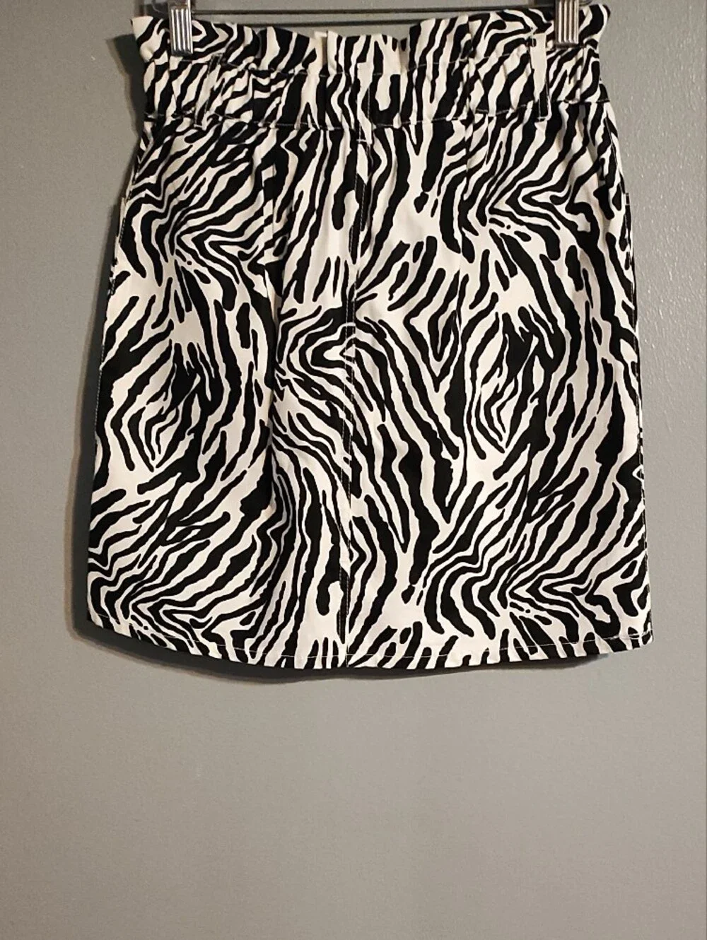 Bar III Women's Black & White Zebra Print Denim Mini Skirt